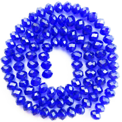 #ad 100Pcs 6x5mm Faceted Blue Crystal Rondelle Loose Bead CJ1493 $12.44