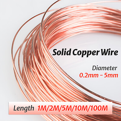#ad Round Solid Copper Wire Diameter 0.2mm to 5mm Sale Length 1M 5M 10M $95.69