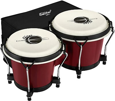 Eastar 6quot; and 7quot; Bongo Drum Set Dark Red Wood Bongos Percussion Instrument amp; Bag $40.49
