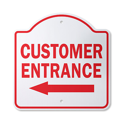 #ad Customer Entrance Left Arrow Plastic Sign Office Entry Patron Building $17.99