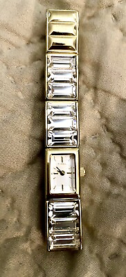 #ad Beautiful Unique Fossil Gold Tone Crystal F2 ES1874 Ladies Watch New Battery $14.00