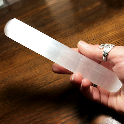 #ad Selenite Crystal Massage Wand 6.5quot; Smooth Polished Round Heal Reiki CHARGE Prote $7.96