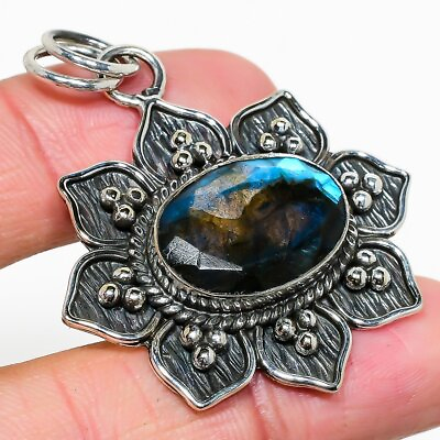 #ad Faceted Labradorite Gemstone Handmade Sterling Silver Jewelry Pendant 1.95quot; $19.99