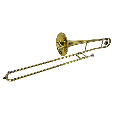 #ad Bb B Flat Alto Slide Trombone Brass Gold Lacquer Band Instrument with Case G8I2 $137.94