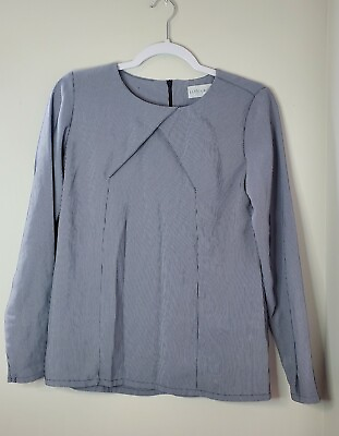 #ad Estee Lauder Blouse XSmall Womens Long Sleeve Casual Gray Polyester Ladies Solid $4.90
