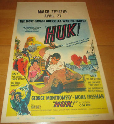#ad George Montgomery Mona Freeman in Huk 1956 Window Card Poster 14x22quot; Great $24.50