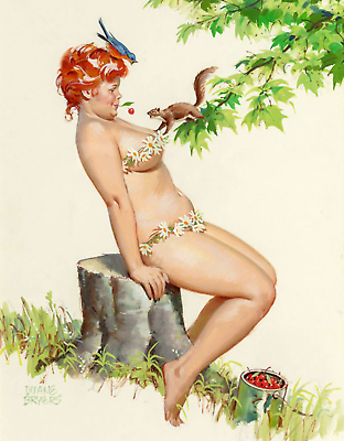 #ad Duane Bryers#x27; plump and pretty Hilda Cherry Picking art painting print $7.19
