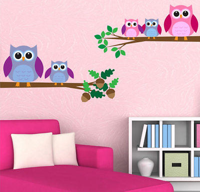 #ad Owls Wall Decal Birds Wall Art Sticker Decal Mural Transfer Nursery Room WSD217 $40.49