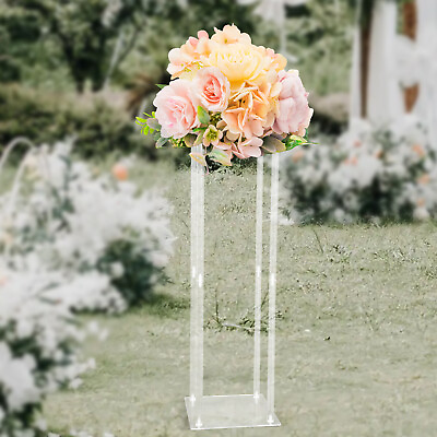 #ad Wedding Backdrop Flower Stand Vase Clear Column Party Acrylic Floor Stand Decor $16.15