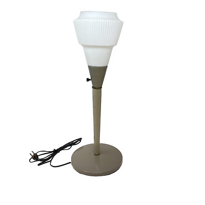 #ad Mid Century 20quot; Light Brown Metal Torchiere Desk Table Lamp Original $79.99