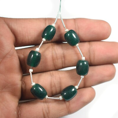 #ad A Natural Dark Green Jade Smooth Drum Gemstone 5quot; Craft Making Loose Beads $15.49