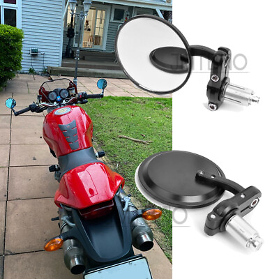 #ad 7 8quot; Handle Bar End Round Rearview Mirrors Set Custom Motorcycle For Honda GSX $17.23