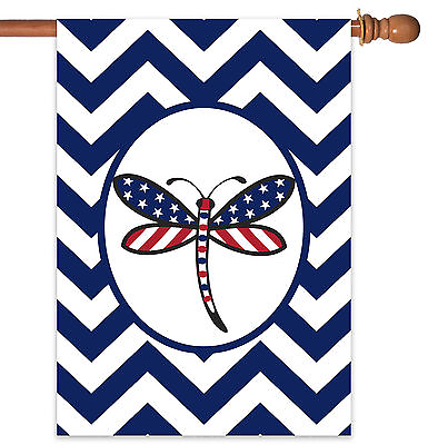 #ad Toland Patriotic Dragonfly Blue 28x40 USA America Stars Stripes House Flag $15.98