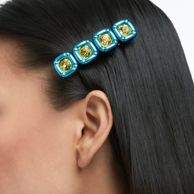 #ad Swarovski Dulcis hair clip Cushion cut crystals Blue #5617239 New in Box $250 $79.00