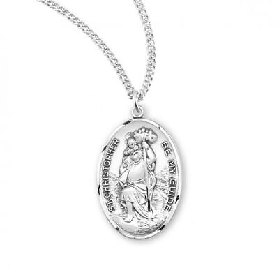 #ad Saint Christopher Oval Sterling Silver Medal Size 1.4in x 0.9in $159.99