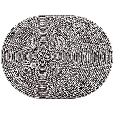 #ad Round Braided Placemats Set of 6 Woven Place Mats 15 inch for Dining Table Ki... $20.54