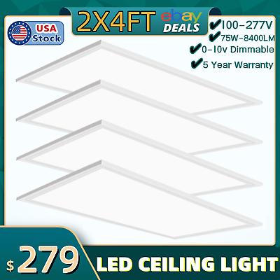 #ad 24quot; x 48quot; Flat Panel LED Ceiling Fixture 4 Pack 0 10V Dimmable100 277V5000K $204.00