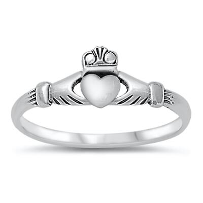 #ad Sterling Silver Womans Claddagh Heart Love Ring Classic 925 Band 6mm Sizes 1 10 $12.79