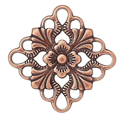 #ad Link Antiqued Copper Plated Brass 16x16mm Filigree Square 48 Connectors $14.94