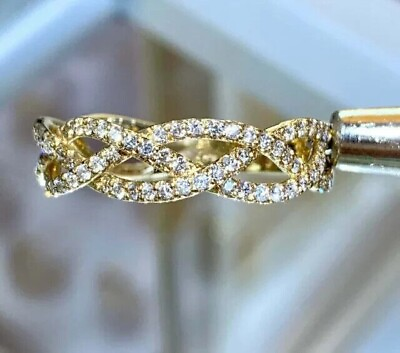 #ad 2Ct Lab Created Round Diamond Women#x27;s Wedding Band Ring 14K Yellow Gold Plated $105.39