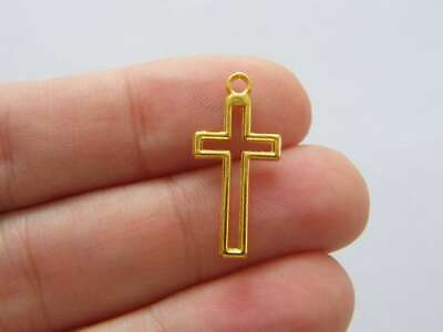 #ad 16 Cross charms gold tone C76 $4.25