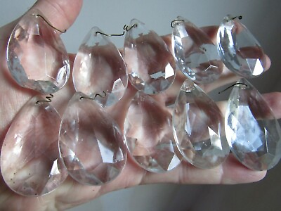 x10 chandelier crystals VINTAGE GLASS prisms TEARDROP sconce 2quot; $29.99