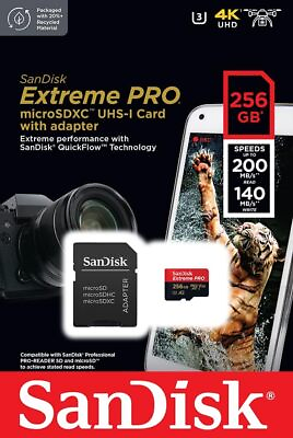 #ad SanDisk 256GB Extreme Pro Micro SD MicroSDXC UHS I U3 A2 Memory Card W Adapter $16.63