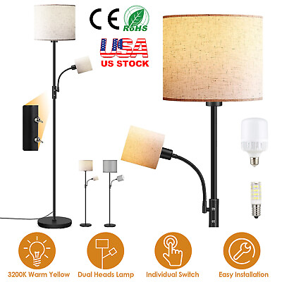 #ad 67quot; Combo Led Floor Lamp 360° Adjustable Arm Eye Care Reading Standing Lamp $53.22