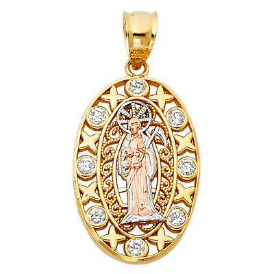 #ad GOLD 14K Tri Color Religious Santa Muerte Charm Pendant For Necklace or Chain $230.60