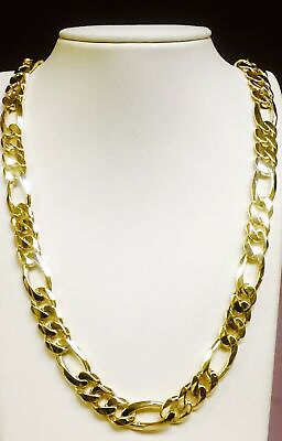 #ad 14k Solid Yellow Gold Handmade 12.mm Figaro Link Necklace 28quot; Approx 163g $17101.32