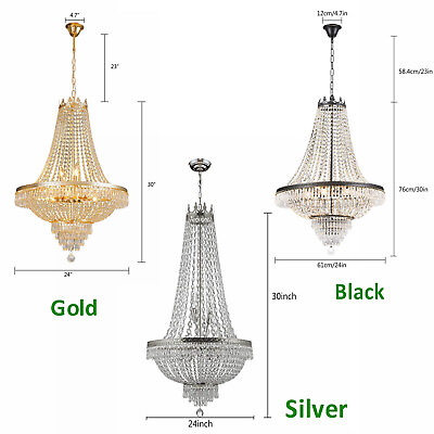 #ad Modern French Empire Crystal Chandelier Elegant Hanging Lamp Pendant Light E12 $162.50