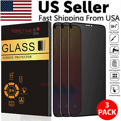 3 Pack For iPhone 14 13 12 11 Pro Max X Privacy Tempered Glass Screen Protector $7.59