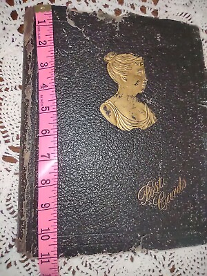 #ad Antique VTG Post Card Album Golden Age Era 121 Cards Early 1920s Most Stamped $250.00