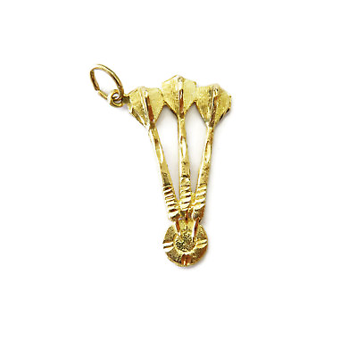 #ad 10K Yellow Gold Three Darts Charm Necklace Pendant 1.9g $127.99