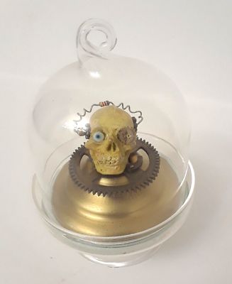 #ad Steampunk Skull Under Glass Dome Great For Halloween Display #3 $35.00