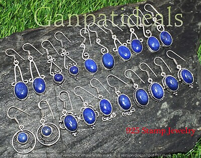 #ad 200 Pair Lapis Lazuli Gemstone Ethnic Handmade Earrings Jewelry Lots $237.02