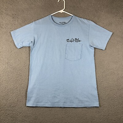 #ad Salt Life quot;Marlin Menquot; Fishing T shirt Light Blue Men#x27;s S Marlin $9.50