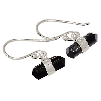 #ad Natural Black Tourmaline 925 Sterling Silver Earrings Jewelry ALLE 15936 $13.99
