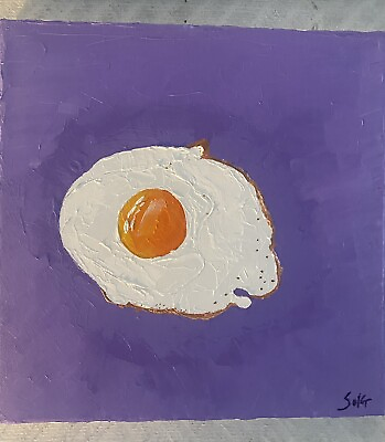 #ad Fried Egg 🍳 Painting 12x12 Oil Painting $95.00