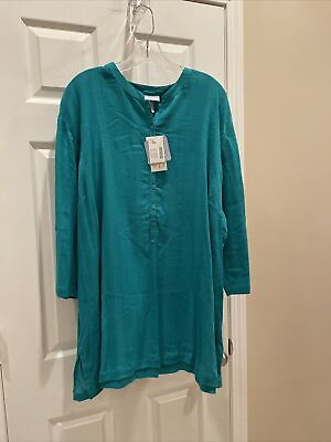 #ad Liz amp; Me Size 2XL Top pretty Shades of Blue Gorgeous 1 4 button Blouse Top NWT $15.99
