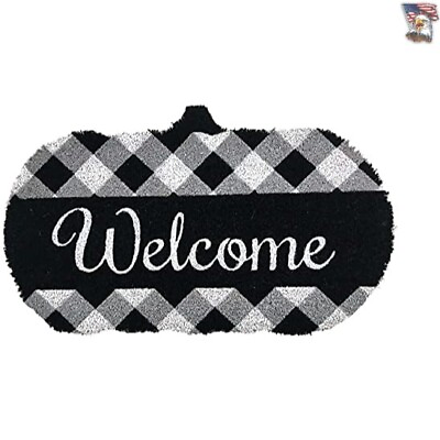 #ad Handmade Black and White Pumpkin Fall Coir Doormat 18quot;x30quot; Stylish Entry We... $51.99