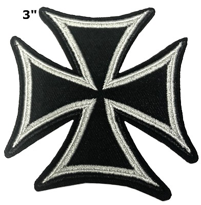 #ad Maltese Iron Cross Embroidered Patch Motorcycle Biker Hook amp; Loop Applique MC $4.87