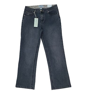#ad Kim Rogers Size 10P 30x29 Petite Straight Denim Jeans Women#x27;s Gray Stretch NWT $14.99