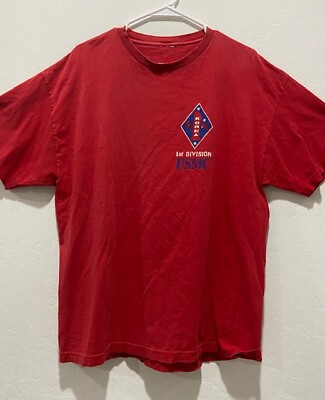 #ad 1st Division USMC Korea Vintage T Shirt Size M Short Sleeve Crew Neck Damaged $11.75