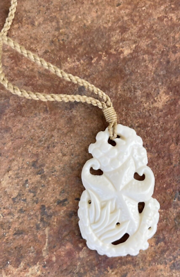 #ad Hawaiian Jewelry Starfish Buffalo Bone Carved Pendant Necklace Choker #35575 $22.79