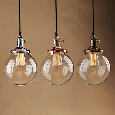 #ad Vintage Industrial Pendant Light Glass Globe Shade Ceiling Lamp $98.99