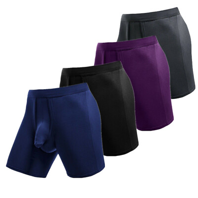#ad 2 4 pack Men#x27;s Underwear Long Boxing Shorts Independent Penis Bag Large Sports $28.49