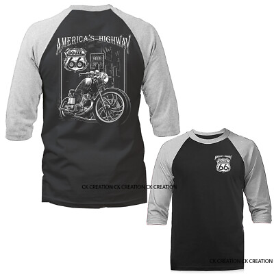 #ad America#x27;s Highway Route 66 The Mother Road Graphic 3 4 Sleeve Raglan $17.15