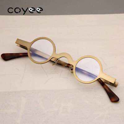 #ad Ancient Metal Small Round Eyeglass Frame Women Men Japanses Vintage Glasses Gold $21.99