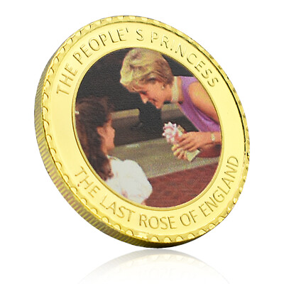 #ad UK Princess of Wales Diana Gold Coin Commemorative Medal Gold Plated Metal Gifts $3.61